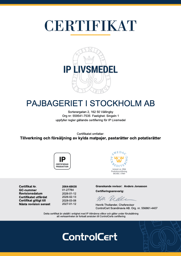 IP-certifikat Pajbageriet i Stockholm AB